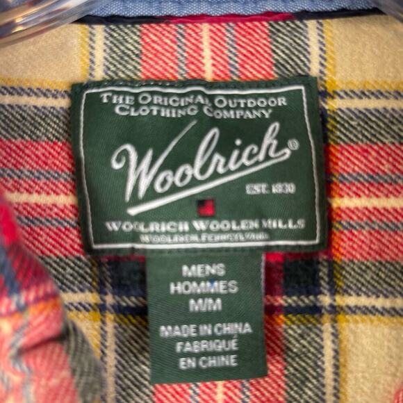 Woolrich Shirt Flannel Plaid Mens Size Medium M Long Sleeve Button Down Cotton - Picture 7 of 10